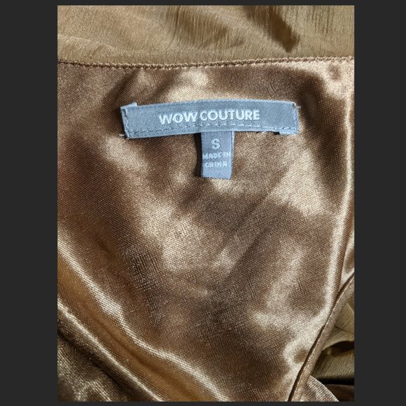 WOW Couture Beige and Wine Mini Wrapped Bandage Bodycon Dress Size S HP 10/17 - Picture 5 of 6